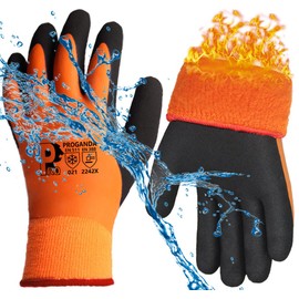 PROGANDA Waterproof Thermal Winter Work Gloves Superior Grip Coating Polar Fleece Warm Liner Insualted Liner for Outdoor Cold Weather Car Washing Gardening Fishing Multi-Purpose