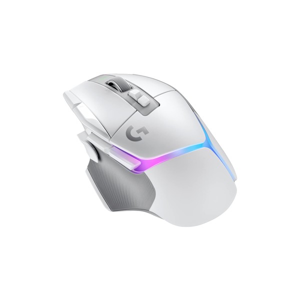 Logicool G G502 X PLUS LIGHTSPEED Wireless RGB Gaming Mouse, HERO 25K Sensor, LIGHTFORCE Hybrid Switch, 13 Program Buttons, LIGHTSYNC RGB POWERPLAY Wireless Charging, White