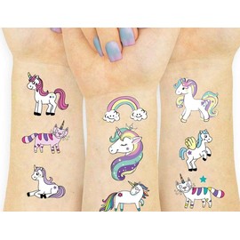 Unicorn Temporary Tattoo Stickers 100+ Pcs for Kids, Waterproof & Skin-Safe Tattoos Party Bag Fillers, Birthday Party Supplies for Boys and Girls (Unicorn 5 Sheet)