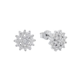 Amor Stud Earrings made of 925 Sterling Silver for Women, Women's Earrings, Partially with Gemstone, Rhodium-Plated 925 Silver, Gift Idea for Wife and Girlfriend, Comes in Jewellery Box, Silver 925