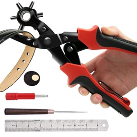 NXTOV Leather Hole Punch Set, Professional Revolving Punch Plier Kit, Super Heavy Duty Rotary Puncher, Precision Multi Hole Sizes for for Belts, Crafts Holes