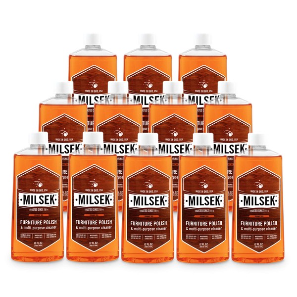 Milsek Furniture Polish and Cleaner with Orange Oil, 12-Ounce, Pack