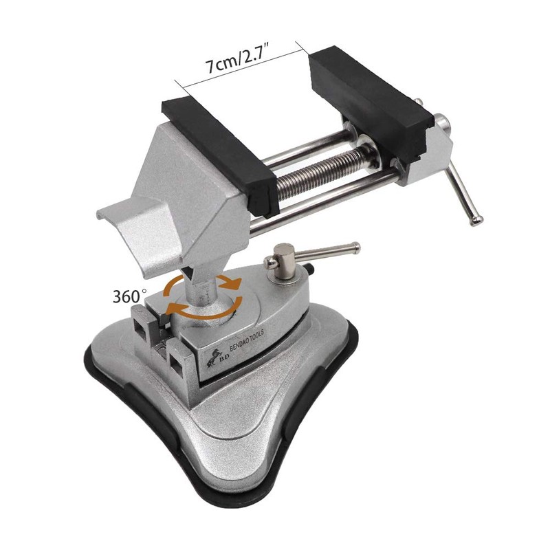 Mini Vacuum Base Vise Portable with 360°Swiveling Head and Powerful
