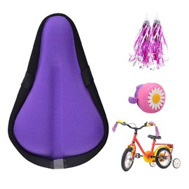 Liyamobu Kids Gel Bike Seat Cushion Cover for Boys & Girls, 9"x6" Breathable & Extra Soft Memory Foam Children Bicycle Saddle Pad with Water&Dust Resistant Cover