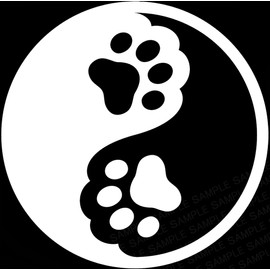 Cutting Sticker, Tao Mark of Paw, Cute Dog Cat Limbs Tao Mark, Car Sticker, Decal, Dress Up or Hide Scratches on Cars, Motorcycles, Etc., Diameter 4.7 inches (12 cm) (White)