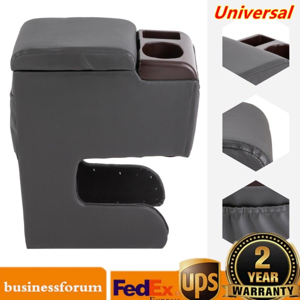 Unbranded Universal Car Armrest Storage Box PU Leather Arm Rest