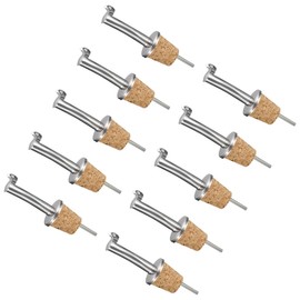 GLOKUUCA Automatic Wine Tapered Pourer - 10 Pcs Auto Flip Cork Pour Spout Fits for Vinegar Wine - Stainless Steel Automatic Opening and Closing Spout - (90-mm/3.54-inch, Wood Color)