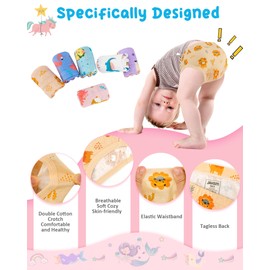 JAHSIYI Dinosaur Underwear for Little Girls Organic Cotton Panties 4T Toddler Comfy Tagless Briefs Undies Underpants Clothes Multipacks Size 4 Yrs XS