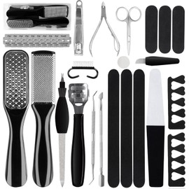 Professional Manicure and Pedicure Tool Kit Exfoliation Foot File Set: From Home or Travel Salon to Care (BlackB-30PCS) Size / 전문 매니큐어 및 페디큐어 도구 키트 각질 제거 발 파일 세트: 집에서 또는 여행 살롱에서 관리까지 (BlackB-30PCS) Size