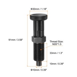 sourcing map Push Fit Ball Nose Spring Plunger M20x1.5 Thread Length 1.3" Pin Dia.10mm Carbon Steel Self-Locking Plunger Retractable Index Plunger for Industrial Equipment