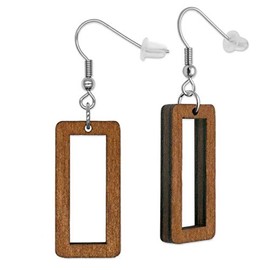 SoulCats® 1 pair of rectangular wooden earrings for women in the color beige