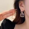 Square Crystal Dangle Earrings for Women Clear Rhinestone Statement Earrings
