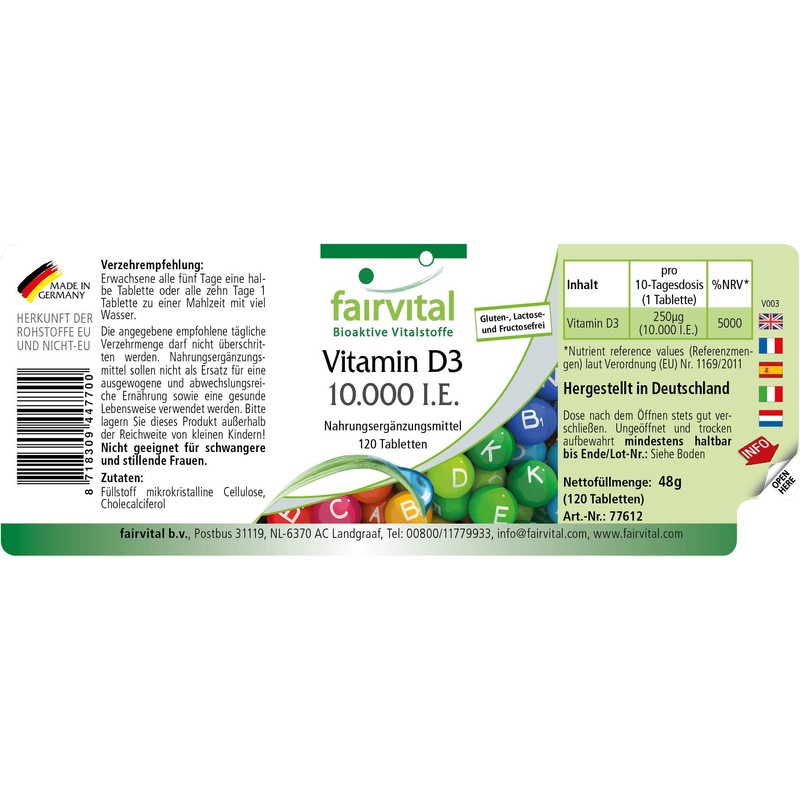 Fairvital Vitamin D3 10,000 IU Depot - High Dose -