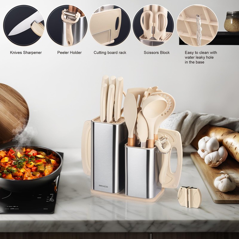 RAXCO Cooking Utensils Set,12-Piece Kitchen Utensils and Accessories,6-Piece Knife set,utensilios