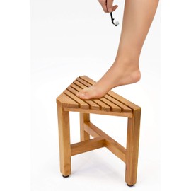 Asta Zini Solid Teak Shower/Bath/Spa Corner Foot Stool, Side Table, Fully Assembled, TB-014