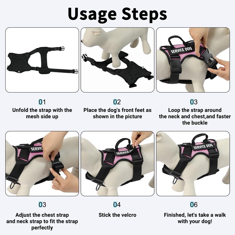 Belababy Dog Harness Small Medium Large, Reflective Tactical No Pull
