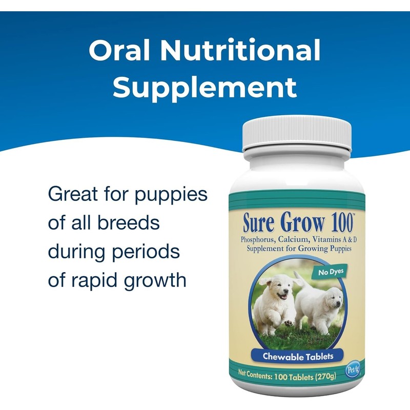 PetAg Sure Grow Supplement for Dogs & Growing Puppies 100