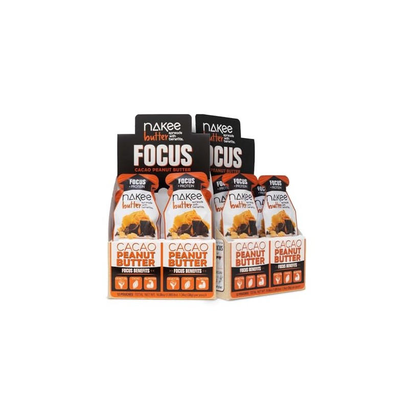 Nakee Butter Focus Cacao Peanut Butter 24 Pack