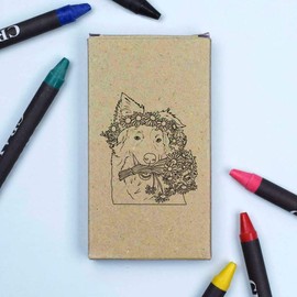Azeeda 'Dog with Daisy Flowers' Coloured Crayon Set (CY00035555)