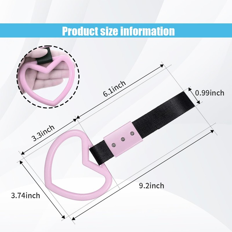 2PCS Heart-Shaped Car Handle Straps, Auto GRAP Handle Warning Pull