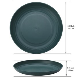 Kyraton Large Deep Plastic Plates 8 Pieces, 9 Inch Dinner Plates, Unbreakable And Reusable Light Weight Dinner Plates Pasta and Dumpling Bowl Microwave Safe