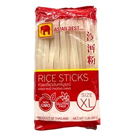 Asian Best Rice Sticks Premium Noodles for Traditional Pad Thai Banh Pho Thoung Hang Chantaburi เส้นจันทร์ size XL Gluten Free (Pack of 3)