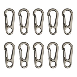 Temlum 3.3 cm Tiny SF Aluminum Carabiner Clip Mini Carabiners Set Spring Snap Keyring Hook for Camping Traveling Hiking Keychains Outdoor White(10pcs)