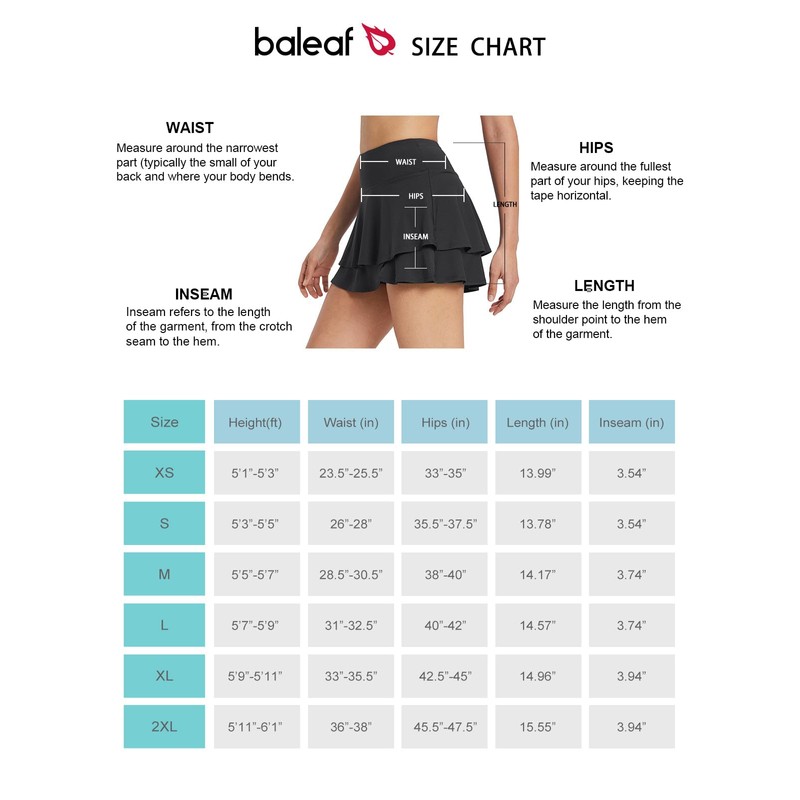 BALEAF Faldas de tenis plisadas con volantes y pantalones cortos