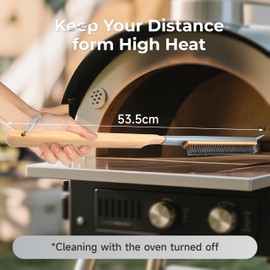 Professional Pizza Oven Brush - 53.5 cm Cleaning Brush with Stainless Steel Scraper & Stainless Steel Bristles for Outdoor Pizza Ovens, Grills, Pizza Stones & Wood Ovens - Food Safe, Heat Resistant