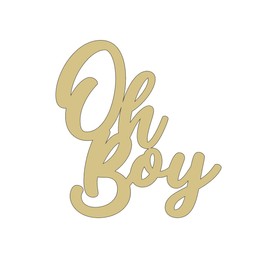 Michelle's aDOORable Creations Oh Boy Script Wood Cutout - Unfinished Wood Crafting Woodcrafts Baby Shower
