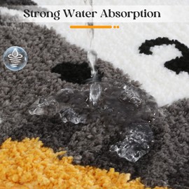 Ankah Shower Mat, Bath Mat Cute, Cartoon Picture Design Shower Rug, Non-Slip, Durable, Wool Absorbent Bath Rug, Super Soft Door Mat, Wool Carpet, Machine Washable, 19.7"x 31.5", Cat