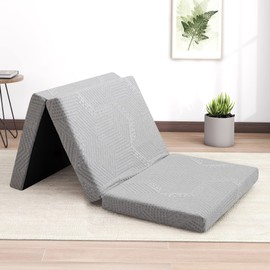 IULULU Folding Mattress, 4-Inch Full Size Tri-Fold Memory Foam Mattress Topper with Breathable & Washable Cover, Portable and Foldable Mattress for Floor, Guest Bed, Camping - CertiPUR-US Certified