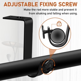 Ceiling Curtain Rod Bracket, Heavy Duty Curtain Rods Holders, 6 Pack Black Ceiling Curtain Hooks Hangers Decorative Vintage Drapery Rod Support Brackets for 3/4 Inch to 9/10 Inch Poles