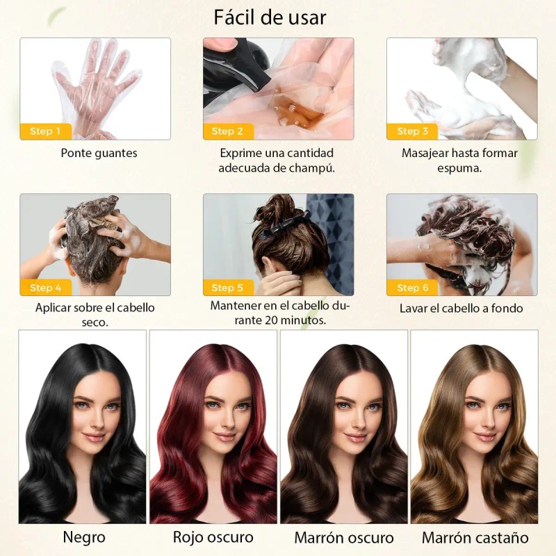 Shampoo Tinte Instantáneo Cubre Canas Natural Jengibre 500ml