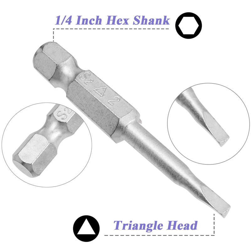 HaoTrade 5Pcs Triangle Drill Bit, Triangle Screwdriver Bit Set, 1/4"