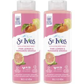 St. Ives- Gel de baño exfoliante - Gel de baño Pink Lemon para mujeres con mandarina, gel de baño cítrico, gel de baño