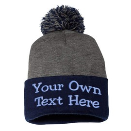 Love Sketches Custom Embroidered Beanie Men Women Unisex Cuffed Knit Pom Skull Cap Hat (DkHthGreyNavy)