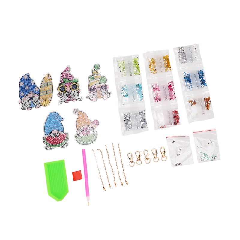 DIY Rhinestone Painting Keychains Cute Dwarfs Shape Stress Relief Improve