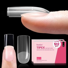 Beetles Tipex Instant Apex Nail Tips Thick Acrylic Nail Set for Flat Nails Manicure Stiletto Square Almond Coffin Nail Tips Nail Art DIY Gift for Women #TikTokShopBacktoSchool:_512pcs Square Medium（NO GLUE&Lamp）