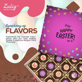 Easter Chocolate Cookies Gift Basket - 16 Handcrafted Dark Belgian Chocolate-Dipped Cookies with Adorable Easter Toppers, Perfect Gourmet Treat for Him or Her