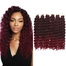 22 Inch Deep Twist Crochet Hair, 6 Packs, Ocean Wave, Curly, Bohemian Crochet Braids, Deep Wave Hair Bundles, Synthetic Hair Extensions for Women