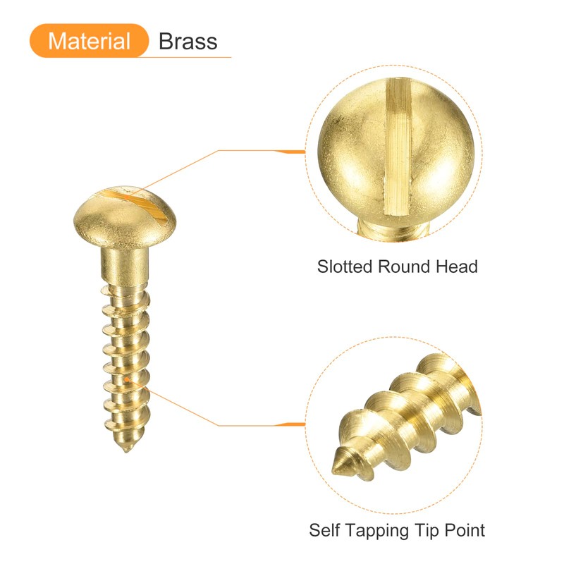 sourcing map Wood Screws M4 x 20mm Slotted Round Head