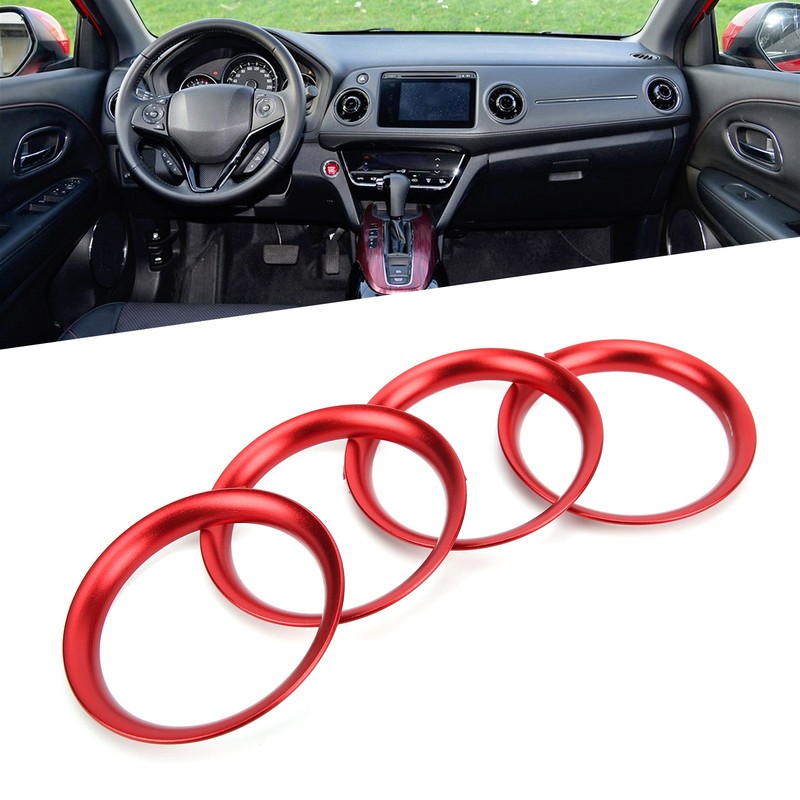 4pcs Air Vent Outlet Rings Cover Trim Red Decoration Replacement