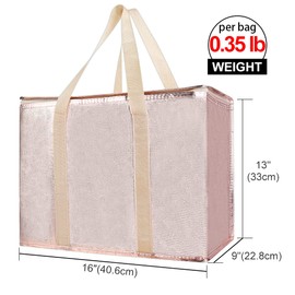 Bodaon 1-Pack Insulated Reusable Grocery Shopping Bags, X-Large Pizza Delivery Cooler Bag for Hot/Cold Food, Gold