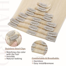 Hairro Clip in Hair Extensions Human Hair for Women 100% Real Remy Human Hair Extension Clip in Human Hair