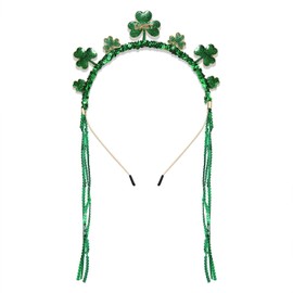 MOLOCH - Diadema para el día de San Patricio para mujer, con purpurina, trébol de la suerte, banda irlandesa para el pelo, accesorios para el cabello, regalo