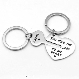 2 PCS You Hoid The Key To My Heart ，A He&She Combination Item Heart Keychain Appreciation Gift ，Merci Porte Cle for Boyfriend Girlfriend Wife Husband Men Women Gifts,