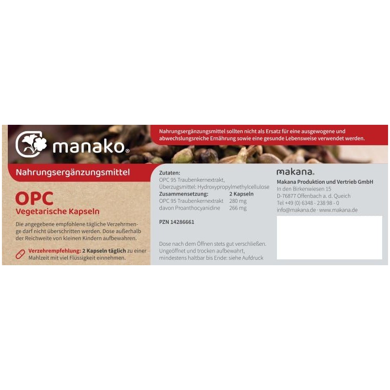 manako OPC Vegetarian Capsules, 3 x 110 Pieces, 20.9 g