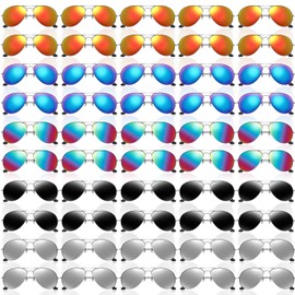 Mepase 50 Pcs Classic Pilot Sunglasses Bulk for Men Women Pilot Polarized Sunglasses Driving UV Proof Metal Frame Sunglasses (Silver, Assorted Colors)