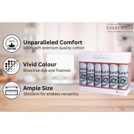 EVERY-VILLE Where EVERYone is Welcome 6 Pack White Bandana for Women Men Gift Packaging - 55x55cm, Paisley - Cowgirl Cowboy Motorbike Accessories Scarf Headband Neckerchief